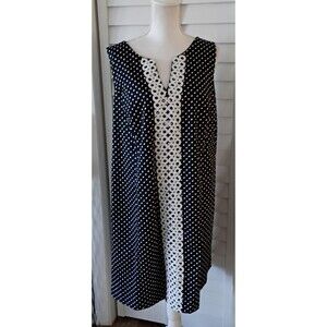 Jones Studio women's Polka Dot Embroidered Sleeveless Dress 16W NEW